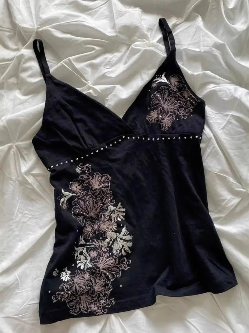 Y2K Clothes 2000s Top Aesthetic Streetwear Emo Girls Tank Tops PunkGrunge Camisole Tops Sleeveless Womens Prints Cute Crop Tops