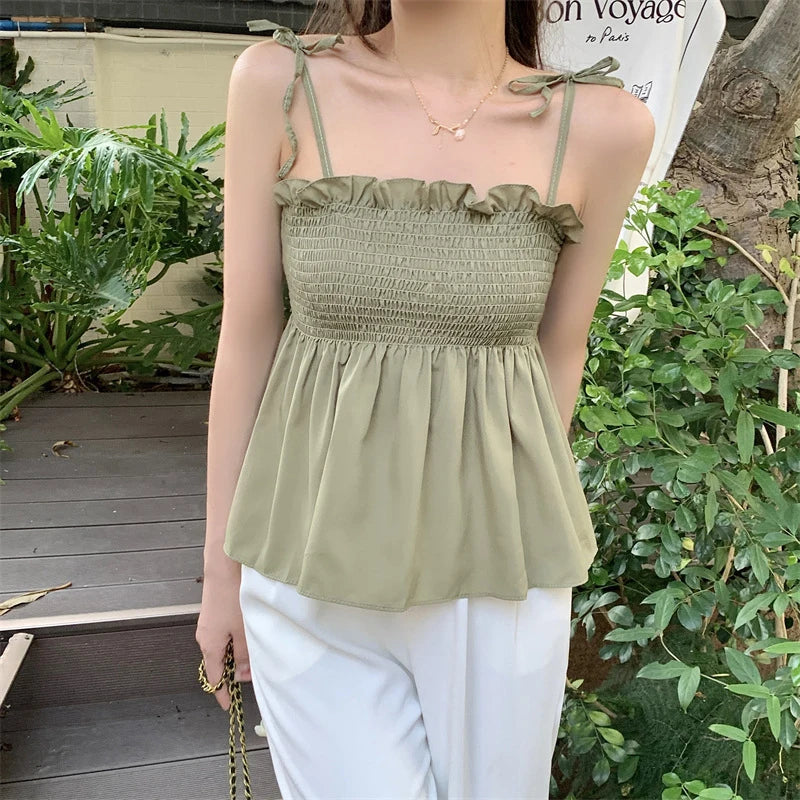 Women Elegant Top Solid Color Fashion Hotsweet Basics Backless Casual Y2k Camis Sexy Clothes