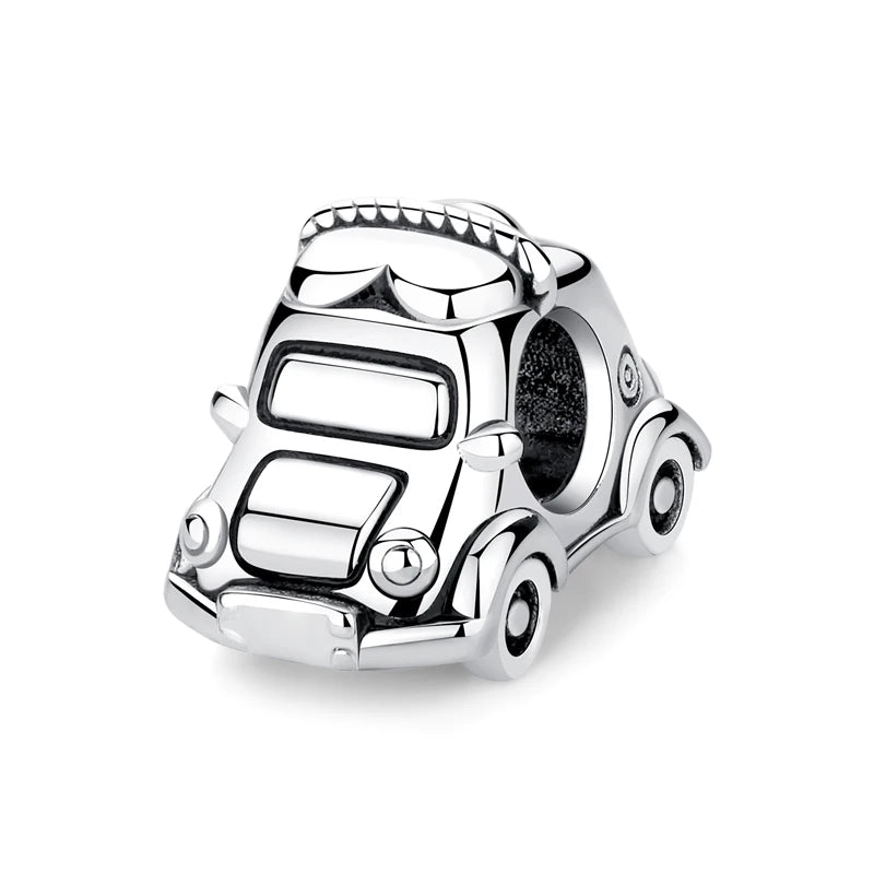 Original 925 Sterling Silver Charms Camera Suitcase London Bus Love Heart Beads Fit Bracelets Necklaces DIY Jewelry Women