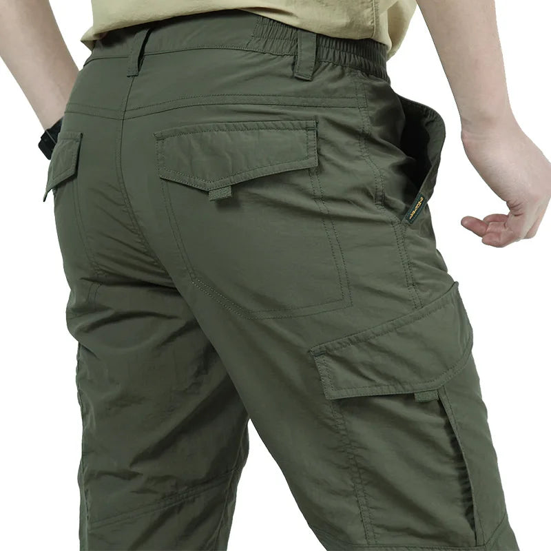 2025 Summer Tactical Pants Mens Quick Dry Thin Trousers Lightweight Casual Waterproof Pants Outdoor Workout Breathable Long Pant