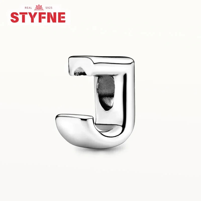 Silver 925 26 Letter A-Z Alphabet Charm Fine Beads Fit Original Charms Silver Bracelet DIY Fine Jewelry for Women Gifts Making