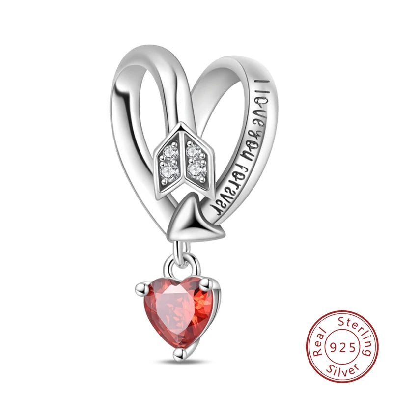 Original 925 Sterling Silver Red Charm Beads Red Wine Chili Dumbbell Pendant For Women Fit DIY Bracelet Birthday Jewelry Gift