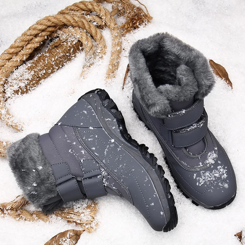 Boots for Women Platform Outdoor Snow Boots Non-slip Winter Walking Shoes Fur Warm Ankle Boots Wedge Waterproof Thigh High Boots
