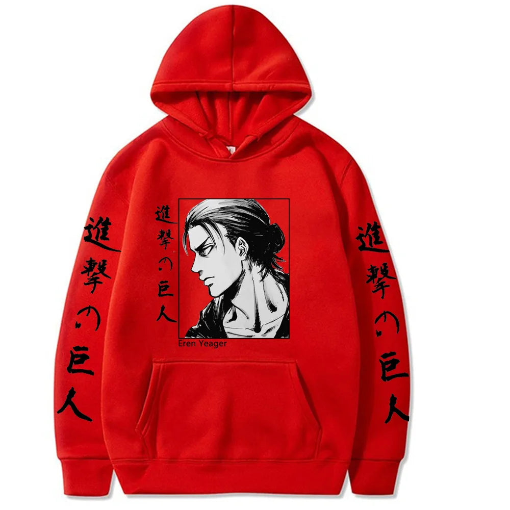 Attack on Titan Eren Yeager Autunm Printed Hoodie Brand Hoody Y2K Clothes Vintage Fashion Casual Unisex Long Sleeve Pullovers