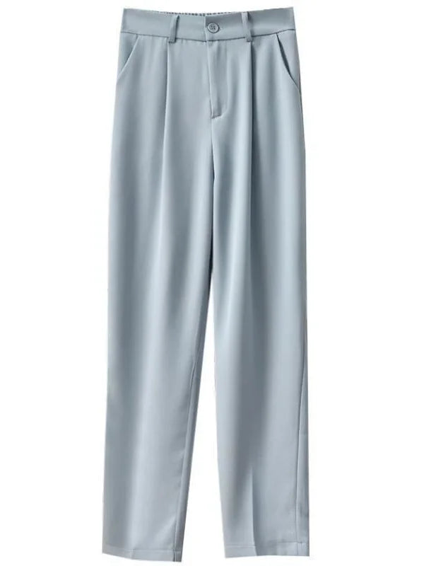 High Waist Women Suit Pants Fall Straight Office Ladies Korean Fashion Trousers Casual Button Loose Female Black Pants New 2024