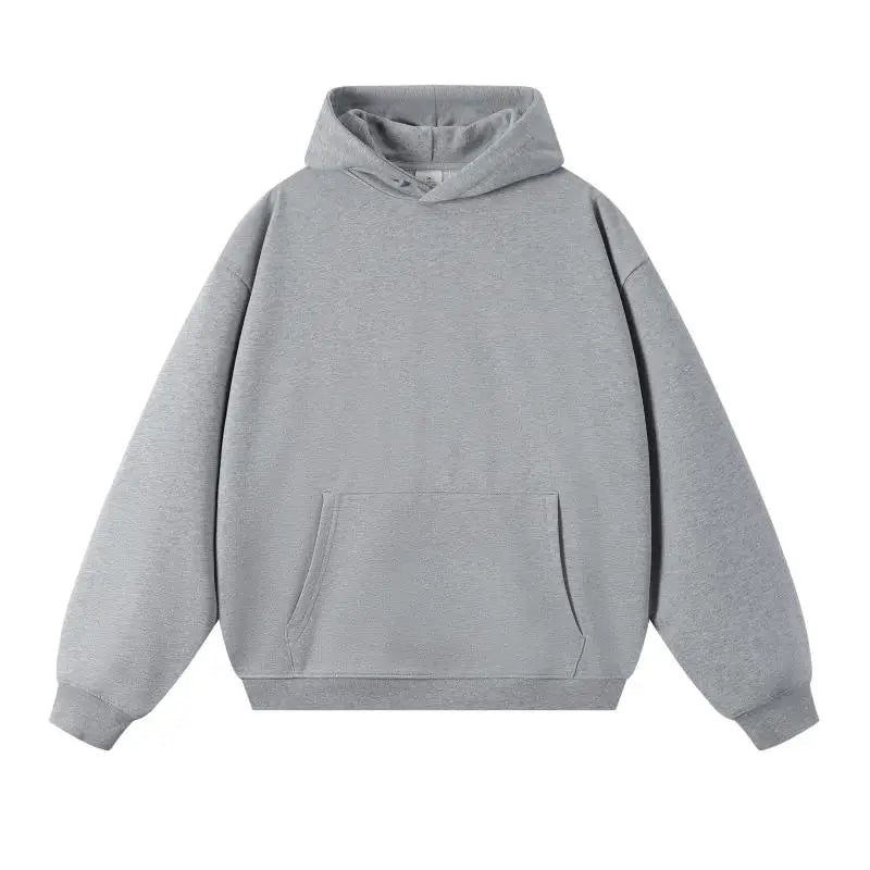 750g Terry Hooded Sweatshirt Autumn Winter Style Drop Shoulder Loose Trendy Pullover Hoodie Casual Solid Color Jacket Unisex