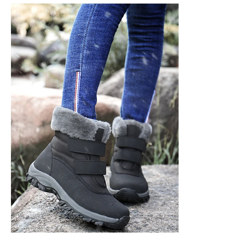 Boots for Women Platform Outdoor Snow Boots Non-slip Winter Walking Shoes Fur Warm Ankle Boots Wedge Waterproof Thigh High Boots
