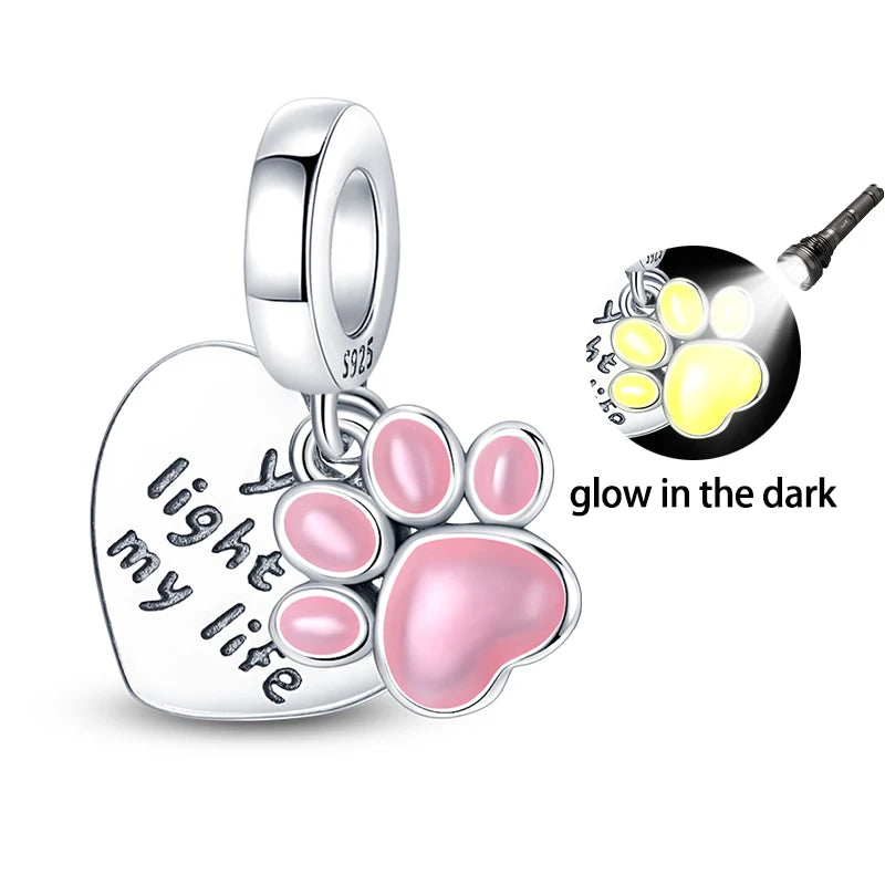 Hot Sale 925 Sterling Silver Charm Beads Glowing Luminous Firefly Star Light Bulb Pendant for Bracelet DIY Charms Jewelry