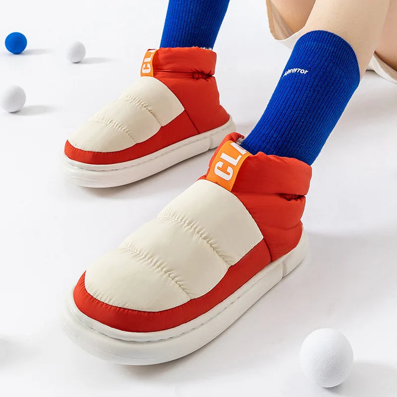 Mens Shoes Cute Plush Winter Warm Cotton Shoes Female Outdoor Non-slip Light Down Leisure Platform Footwear Ankle Short Boots