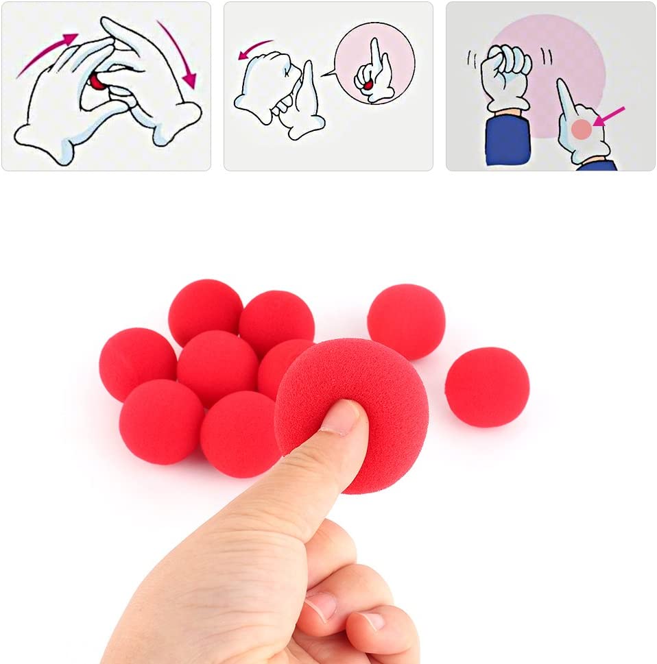 10pcs Finger Sponge Ball Magic Sponge Ball Red Magic Props Comedy Magic Trick Gift for Kid Halloween Party Masquerade