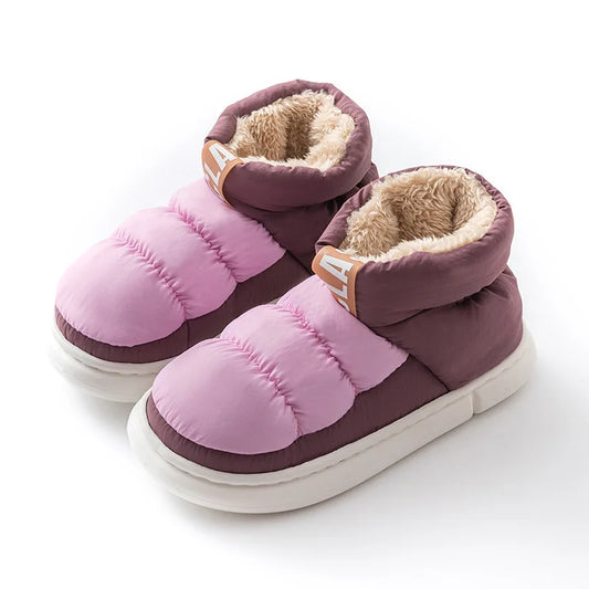 Mens Shoes Cute Plush Winter Warm Cotton Shoes Female Outdoor Non-slip Light Down Leisure Platform Footwear Ankle Short Boots