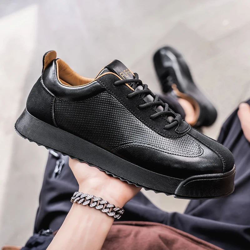 Luxury Fashion Men's Casual Shoes Leather Walking Sneakers Retro Platform Sport Shoes Comfortable Flats for Men Zapatos Hombre