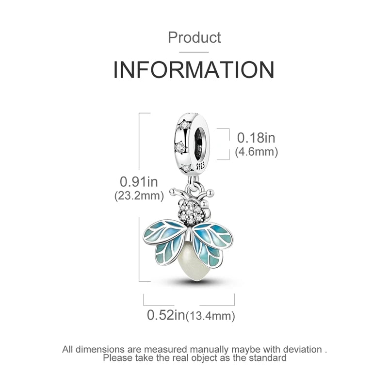925 Sterling Silver Chameleon Luminous Firefly Butterfly Charms Beads Fit Qikaola 925 Original Bracelets Fine DIY Jewelry Making