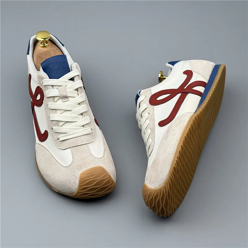 Mens Leather Shoes Fall Fashion Sneakers for Driving Walking Office, Comfortable Men Slip on Skate Flats Non Slip Youth Shoes