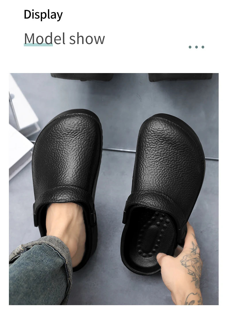 Summer Chef Shoes for Man Sport Sandals Flat Non Slip Clogs Kitchen Shoe Multi Occasion Multi Crowd Work Shoes Walking Slippers