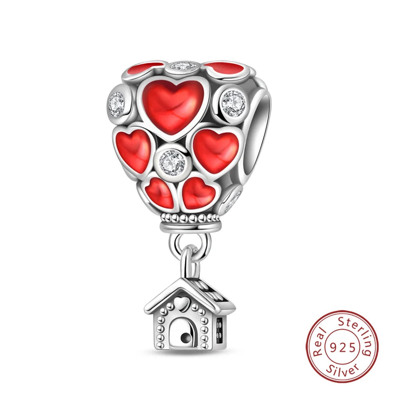 Original 925 Sterling Silver Red Charm Beads Red Wine Chili Dumbbell Pendant For Women Fit DIY Bracelet Birthday Jewelry Gift