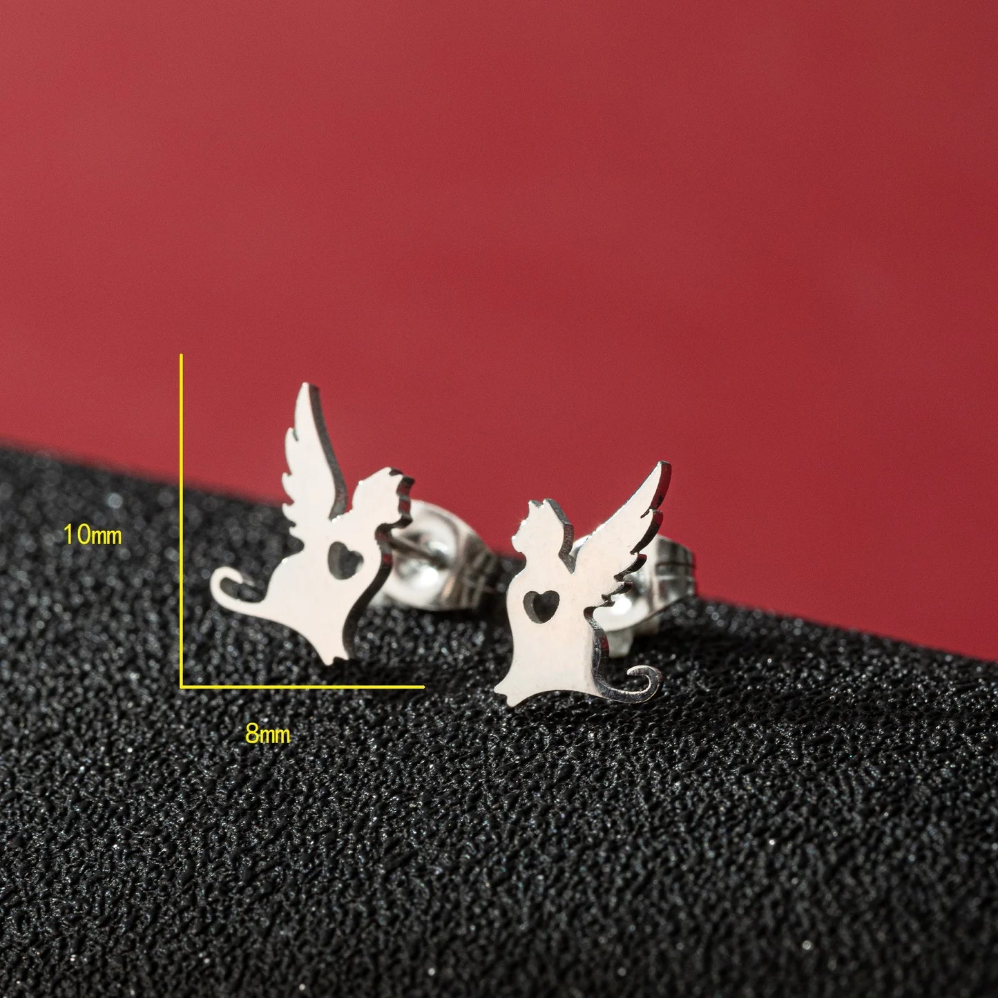 Gothic Halloween Spider Web Asymmetric Earrings For Women Punk Wolf Head Animal Black Color Piercing Ear Surgical Steel Stud