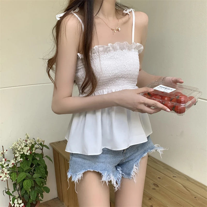 Women Elegant Top Solid Color Fashion Hotsweet Basics Backless Casual Y2k Camis Sexy Clothes