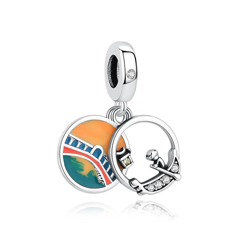 Original 925 Sterling Silver Charms Camera Suitcase London Bus Love Heart Beads Fit Bracelets Necklaces DIY Jewelry Women