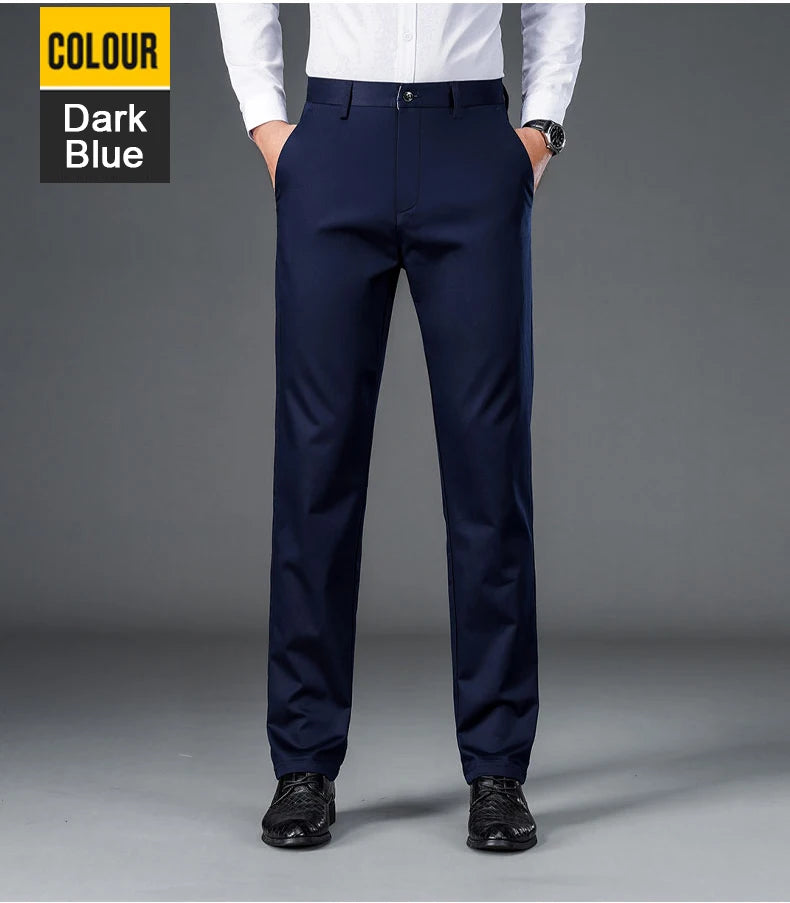 Men's smart casual pants elastic sports men's quick drying pants spring and autumn straight leg office black navy blue work pant