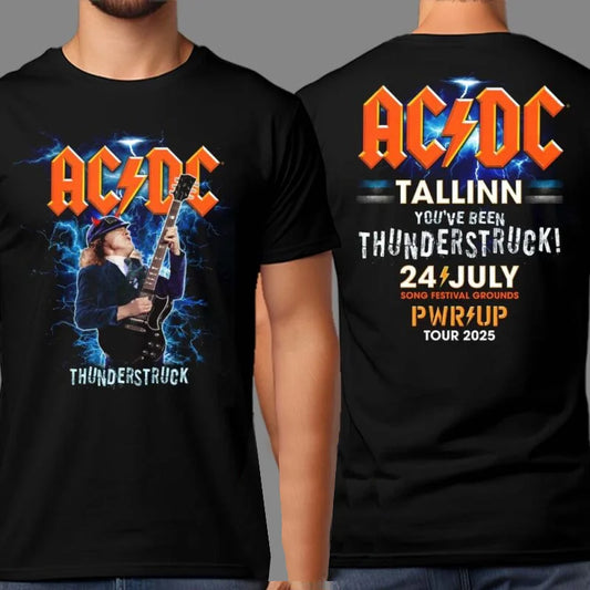 Are You Ready for ACDC? PWR UP 2025 Australia Tour Map Double-sided Printed Unisple T-shirt, High-quality Luxury Brand Ins Y2k