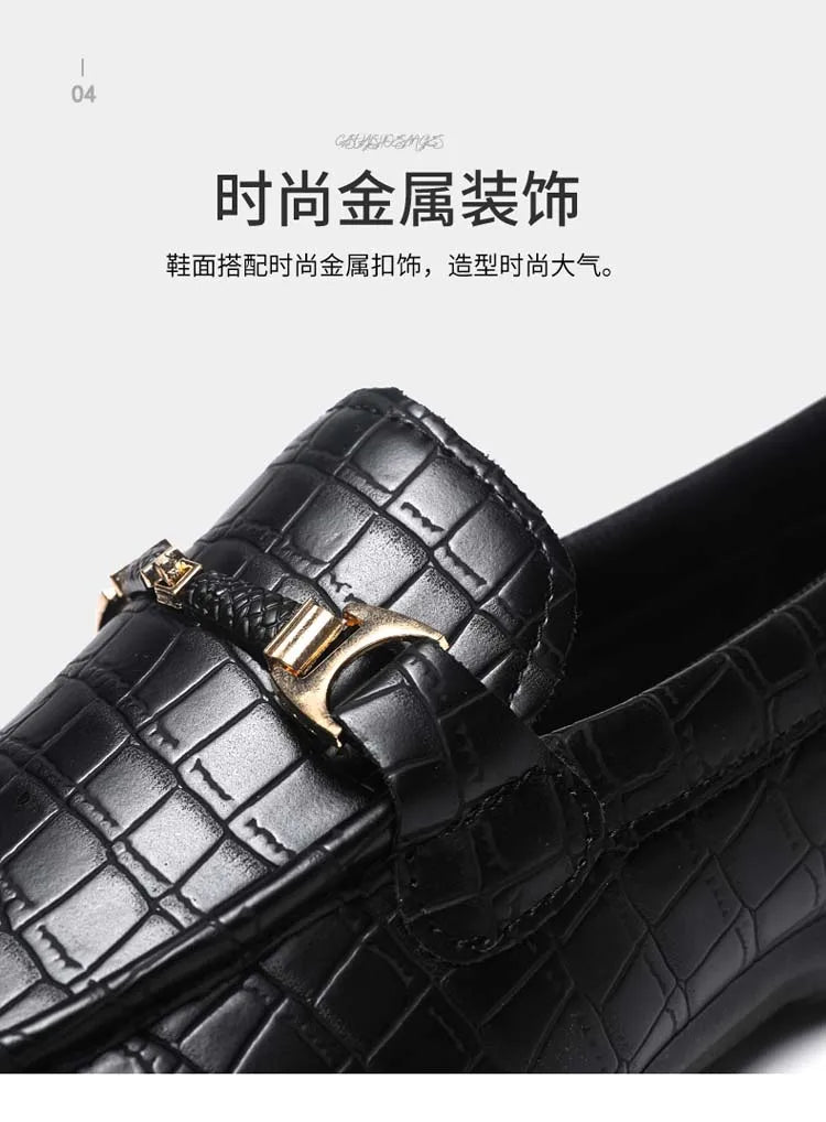 Autumn trend of 2025 men's bean shoes checkerboard casual men's shoes compound Leather men's flat shoes men's driving Size 39-46