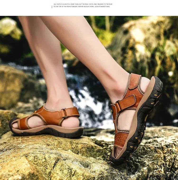2024 New Man's shoes Genuine Leather Men Sandals Summer Men's Shoes Outdoor Water Shoes Leather Sandals For Men