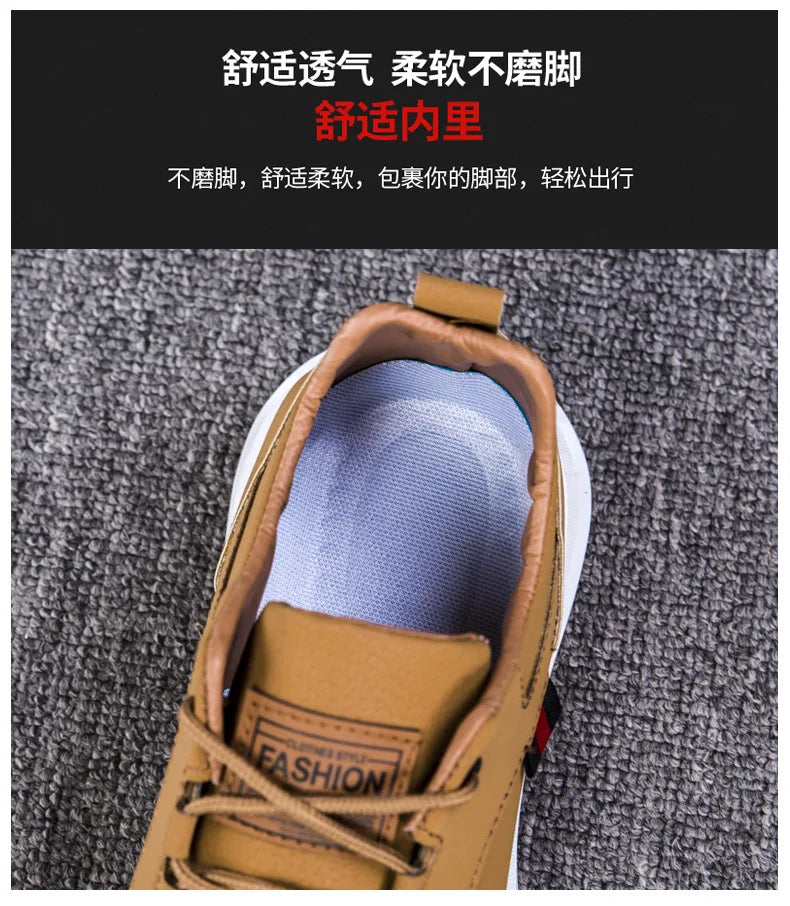 Men's PU Leather Sneakers Business Casual Shoes for Man Outdoor Breathable Sneakers Male Fashion Loafers Walking Footwear Tenis