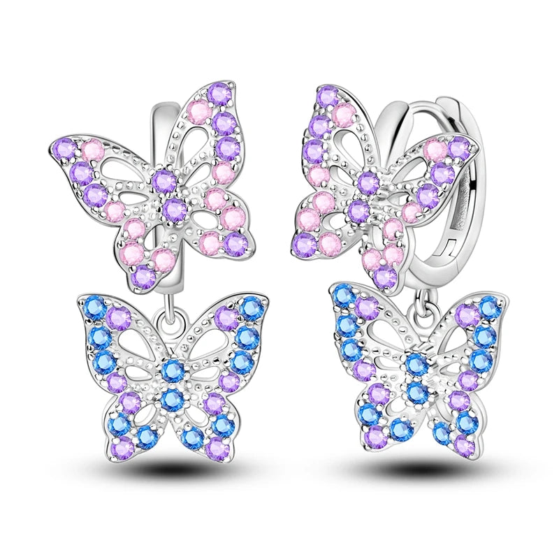 925 Sterling Silver Colored Zirconium Stars Hoop Earrings For Women Jewelry Anniversary WeddingMaking Jewelry Gift