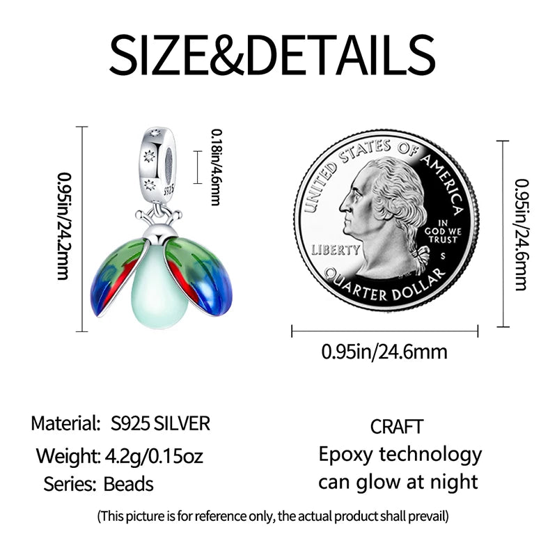 925 Sterling Silver Chameleon Luminous Firefly Butterfly Charms Beads Fit Qikaola 925 Original Bracelets Fine DIY Jewelry Making