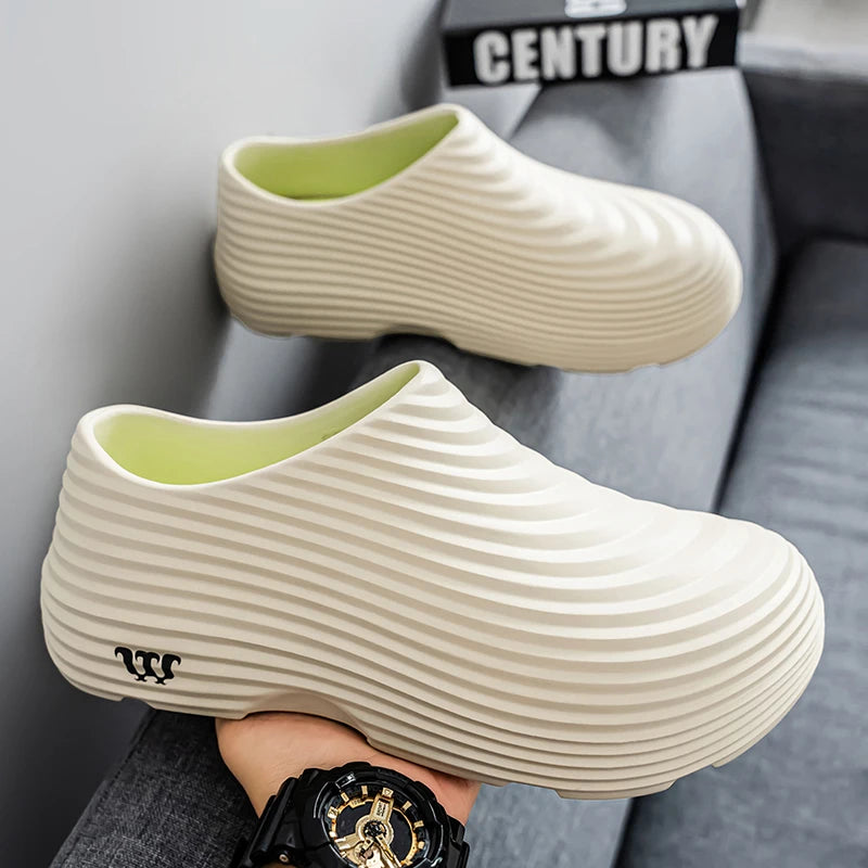 Waterproof Rubber Sandals Soft Comfort Kitchen Chef Shoes for Men Summer Beach Shoes Yacht Outdoor Casual Camping River Creek