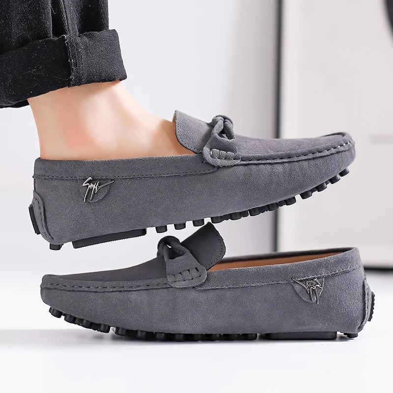 Suede Leather Men Loafers Handmade Slip-On Dress Shoes Comfortable Cushioned Insole Business Casual Shoes Man Driving Moccasins