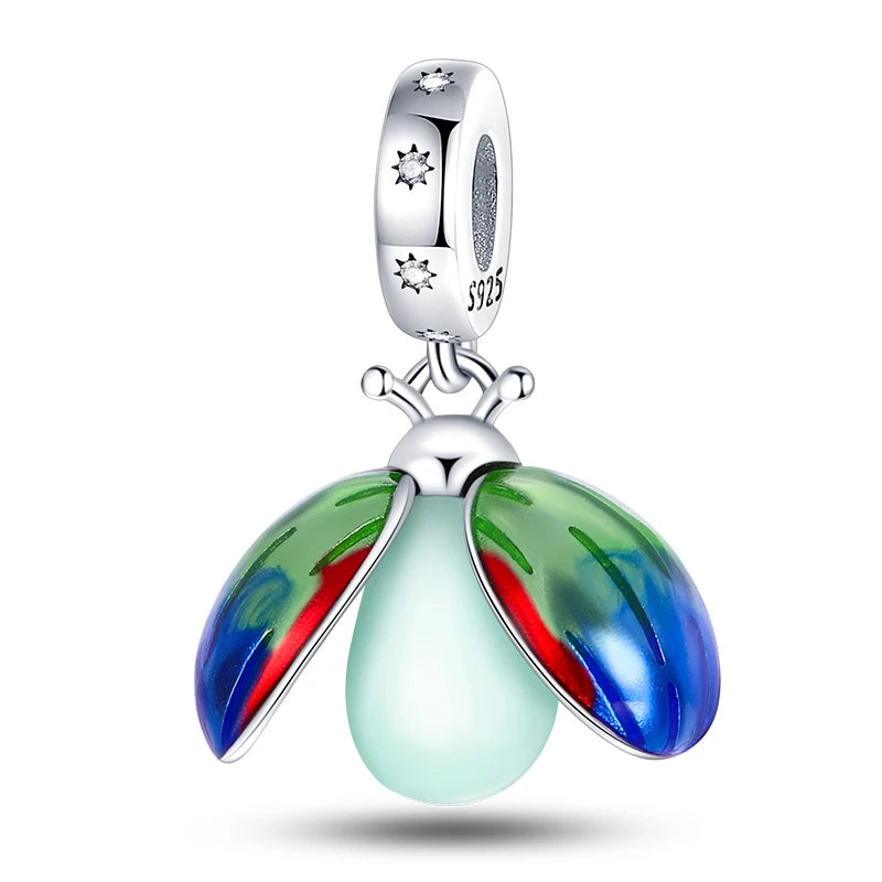 925 Sterling Silver Chameleon Luminous Firefly Butterfly Charms Beads Fit Qikaola 925 Original Bracelets Fine DIY Jewelry Making