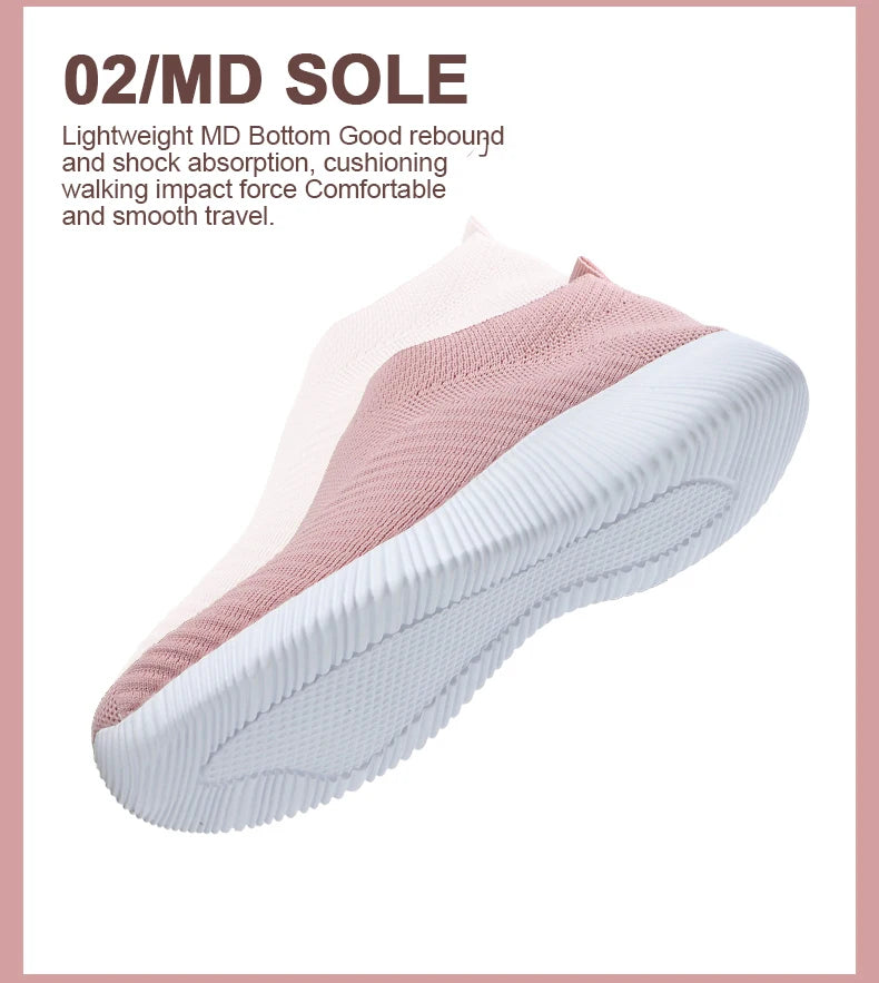 New Pink Women Shoes Soft Sneakers Lightweight And Comfortable Women Slip On Lazy Loafers Walking Shoes For Women Size 36-42