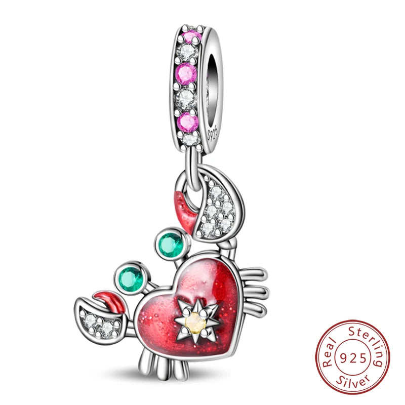 Original 925 Sterling Silver Red Charm Beads Red Wine Chili Dumbbell Pendant For Women Fit DIY Bracelet Birthday Jewelry Gift