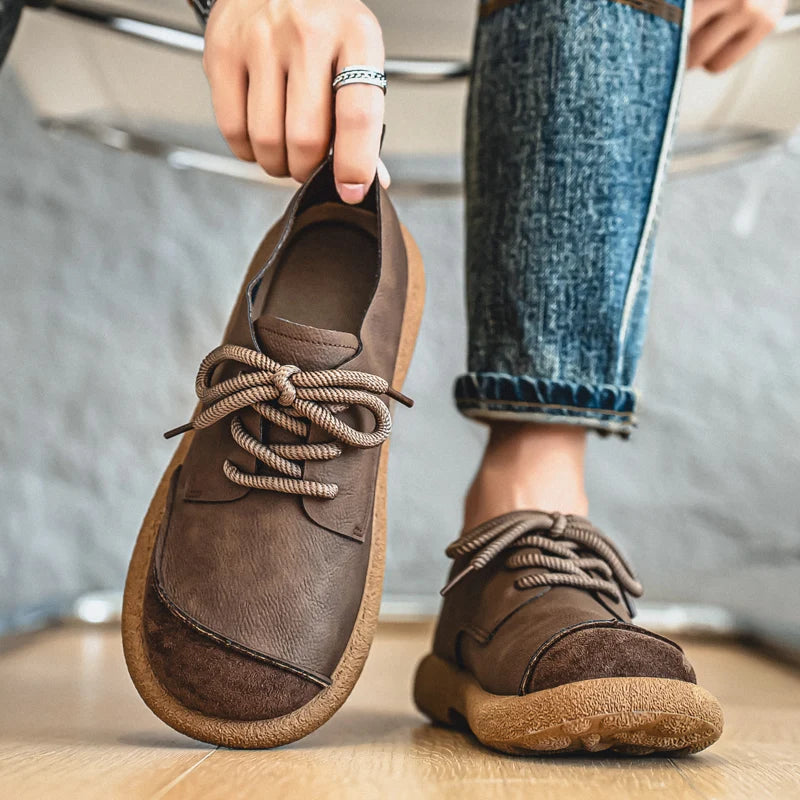 Men's Casual Shoes Comfortable Retro Men's Leather Casual Shoes Men's Fashion Retro Flat Boots for Men Shoes