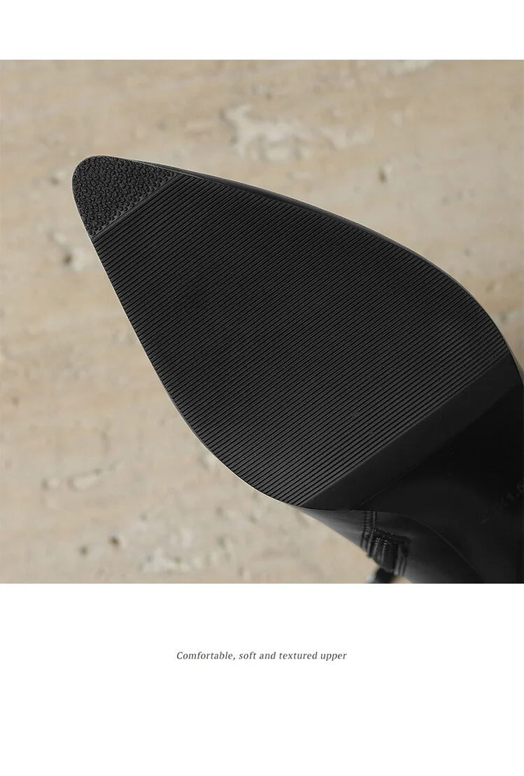 NEW Winter Women Shoes Split Leather Shoes for Women Pointed Toe Kitten Heel Shoes Elegant Modern Boots Wool Blend Ankle Boots