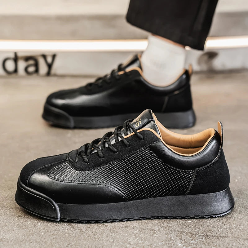 Luxury Fashion Men's Casual Shoes Leather Walking Sneakers Retro Platform Sport Shoes Comfortable Flats for Men Zapatos Hombre