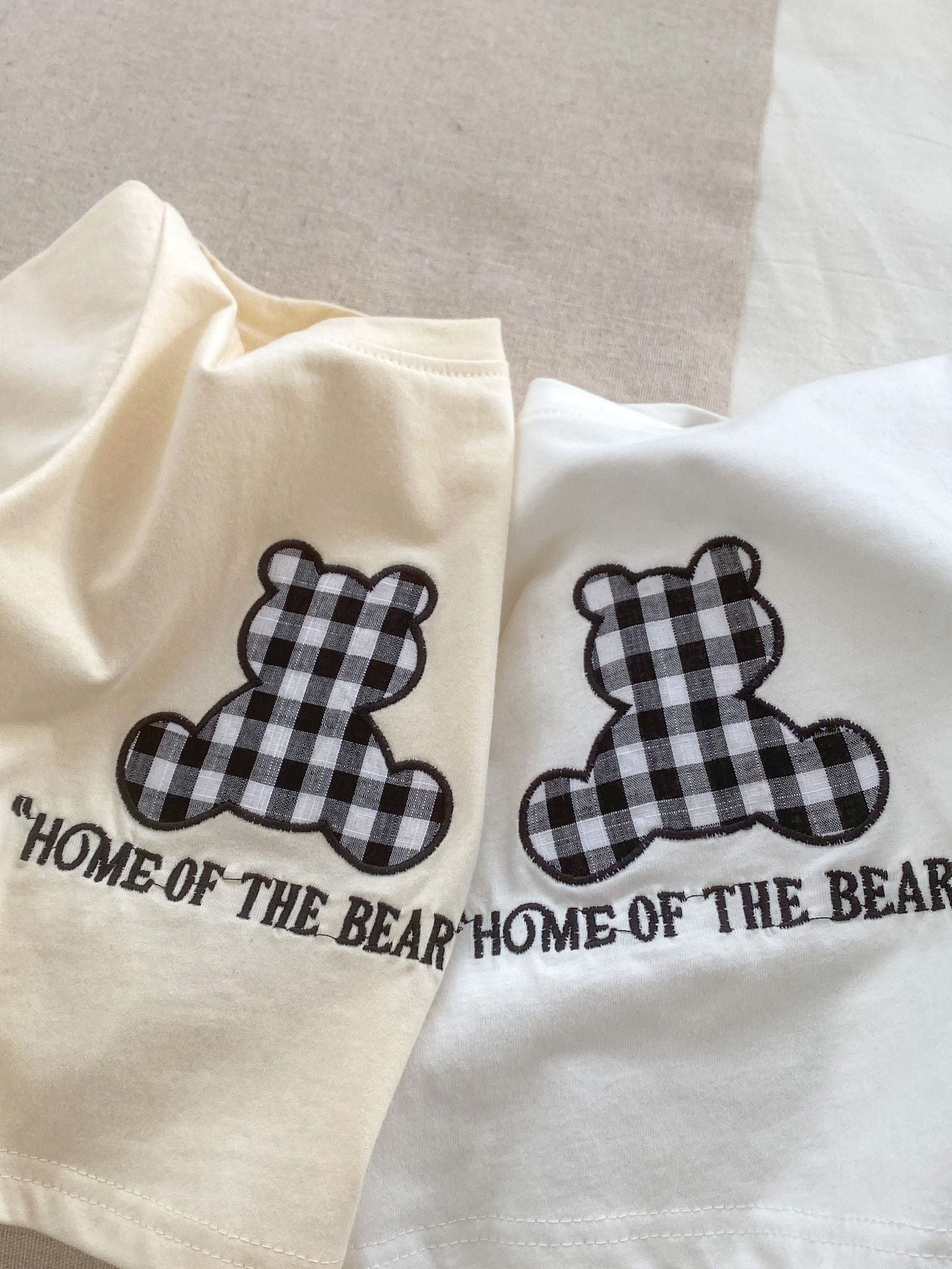 Unisex Kids’ Teddy And Letters Print T-Shirt In European And American Style For Summer