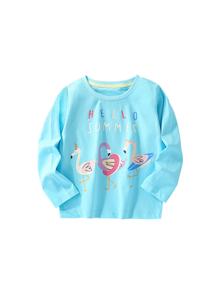 Baby Girl Autumn Cartoon Pattern Crewneck Casual Shirts